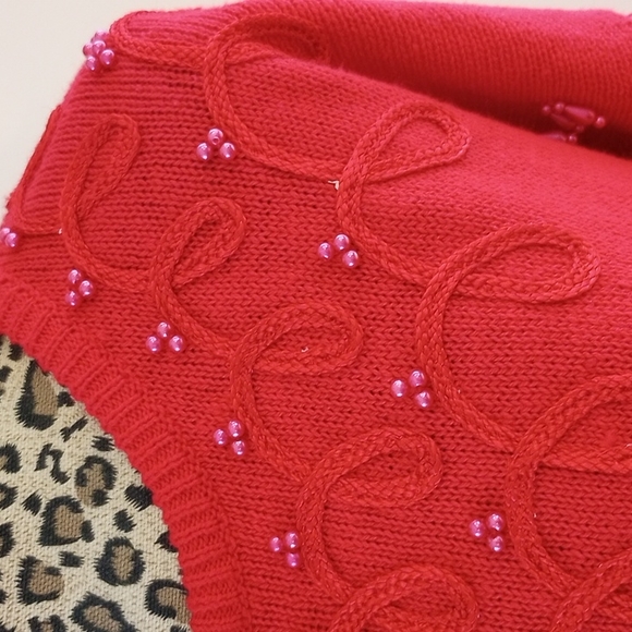 REDUCED!VTG Jessica Stevens Holiday Tunic Sweater W/Embellishments SizeM - Picture 3 of 11